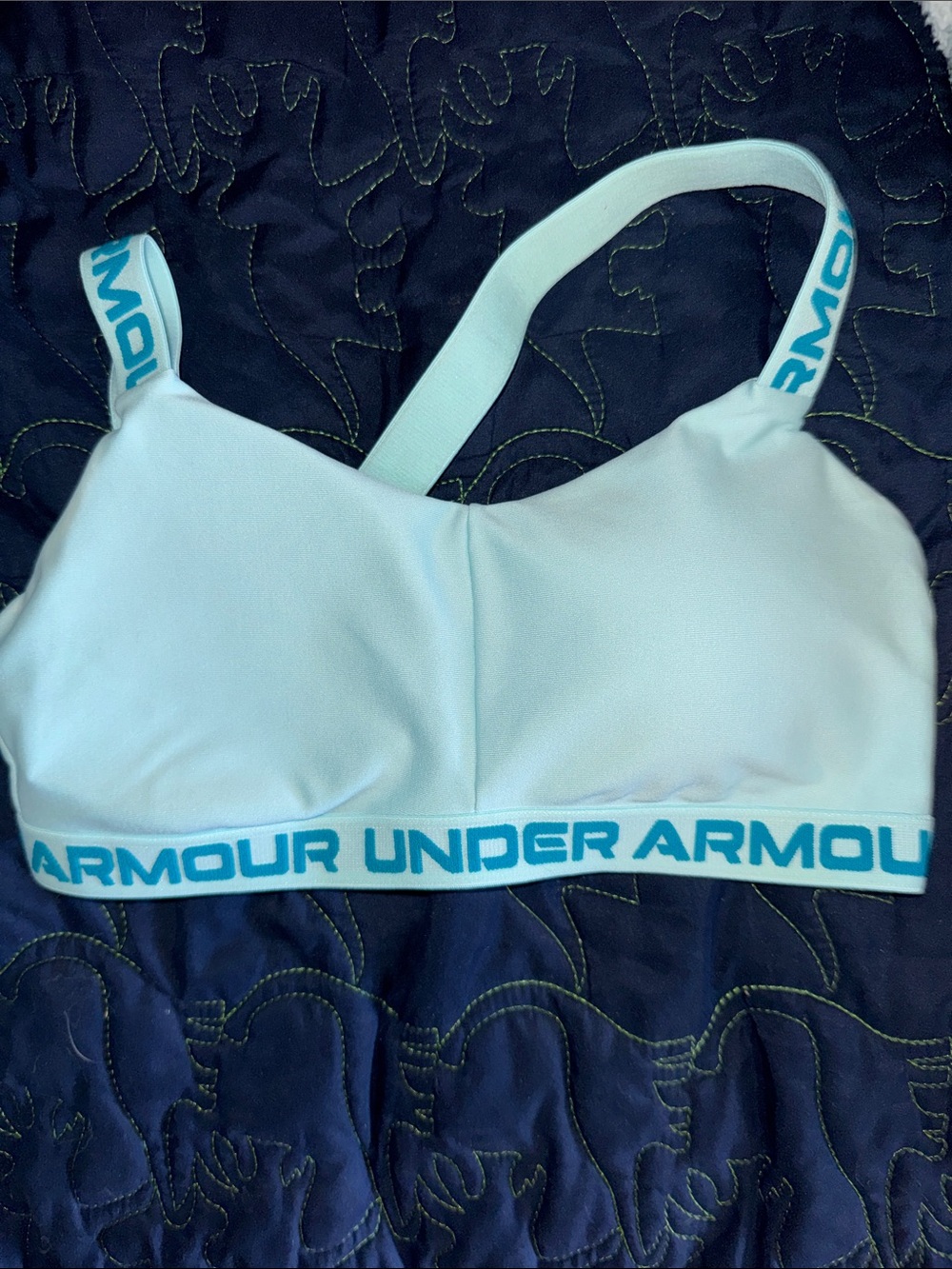 Under Armour Light Aqua Sports Bra with Teal Logo Band